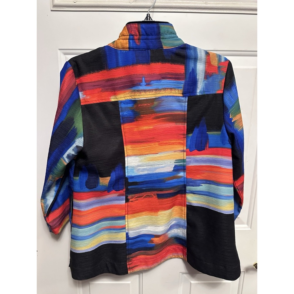 Ali Miles Button Down Jacket‎ Abstract Print Multicolor Pockets Size PM Bold M - Picture 4 of 4